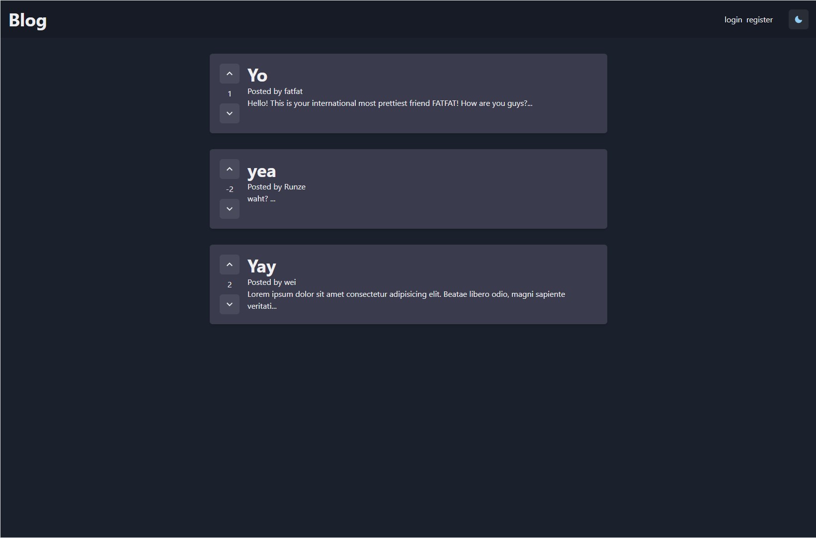 blog project landing page