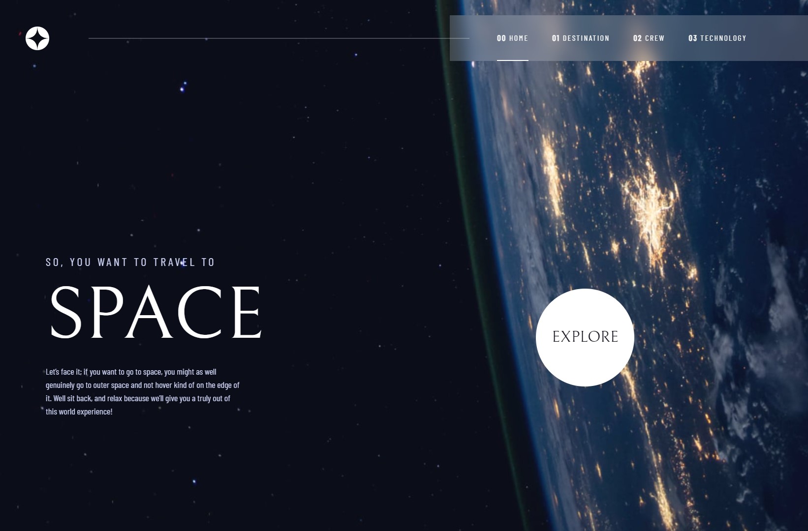 space project landing page